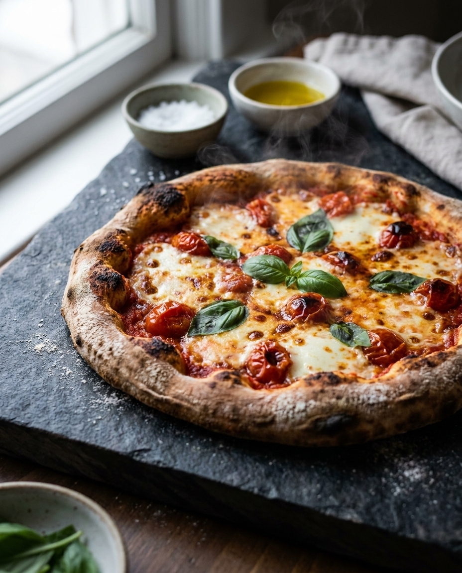 Pizza artesanal na pedra